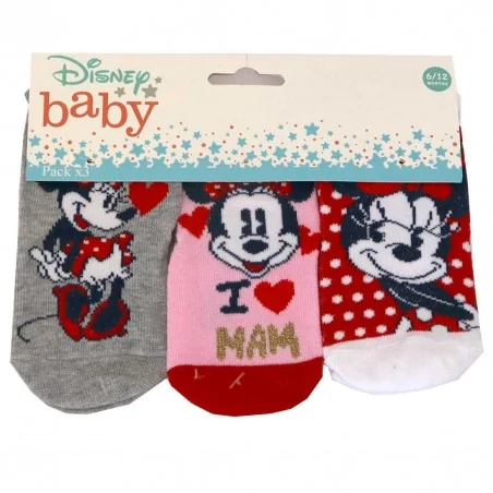 Disney Baby Minnie Mouse: Σετ 3 Ζεύγη Βρεφικές Κάλτσες για Κορίτσια – Πολύχρωμο Σχέδιο (TH0604A) - Βρεφικές Κάλτσες κορίτσι