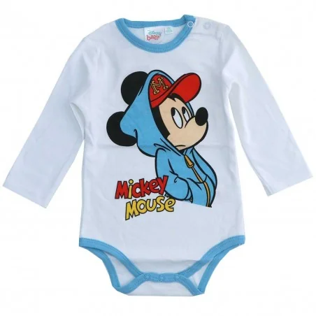 Disney Baby Mickey Mouse Βρεφικό Βαμβακερό Μακρυμάνικο Ζιπουνάκι - Λευκό (CTL01608B) - Μακρυμάνικα ζιπουνάκια απλά