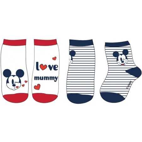 Disney Baby Mickey Mouse Βρεφικές Κάλτσες "I Love Mummy" – Σετ 2 Ζευγαριών (Λευκό/Μπλε) (DIS BMB 51 34 1334 2-PACK)