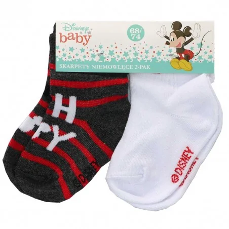 Disney Baby Mickey Mouse Βρεφικές Κάλτσες – Σετ 2 Ζευγαριών (Γκρι/Λευκό) (DIS BMB 51 34 7987 2-PACK) - Βρεφικές Κάλτσες αγόρι