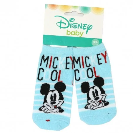 Disney Baby Mickey Mouse Βρεφικές Κάλτσες "Mickey Cool" – Σιέλ/Λευκό Ριγέ (HS0673 Sky) - Βρεφικές Κάλτσες αγόρι