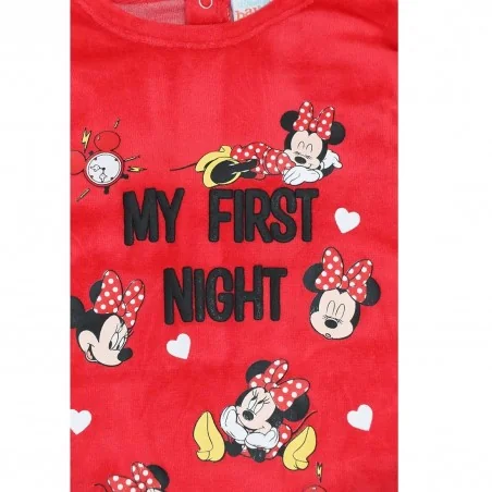 Disney Baby Minnie Mouse Βρεφικό Βελούδινο Φορμάκι "My First Night" - Κόκκινο (TH0334Α)