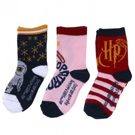 Harry Potter παιδικές κάλτσες για κορίτσια σετ 3 (HU0614 Navy) - Κάλτσες κανονικές κορίτσι