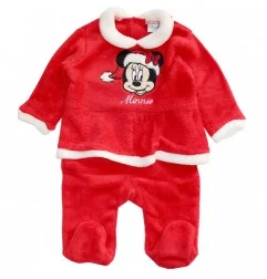 Disney Baby Βρεφικό Χριστουγεννιάτικο Φορμάκι Fleece Coral "Minnie Mouse" – Κόκκινο (HS0311) - Χριστουγεννιάτικα