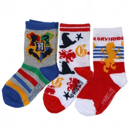 Harry Potter παιδικές κάλτσες για αγορια σετ 3 (HU0609 Grey) - Κάλτσες κανονικές αγόρι