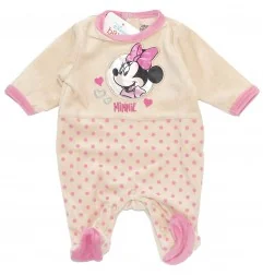 Βρεφικό Βελούδινο Φορμάκι Disney Baby Minnie Mouse - Εκρού/Ροζ Πουά (DIS MF 51 05 A008 VELOUR) - Φορμάκια χειμωνιάτικα (βελου...