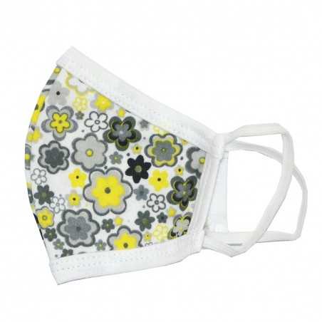 Makoma Παιδική Βαμβακερή Μάσκα "Flower Yellow" Μονό Ύφασμα - έως 8 Ετών 1 τμχ. - Μάσκες Προστασίας