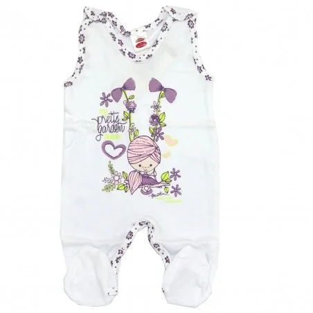 Βρεφικό Αμάνικο Φορμάκι Makoma "Pretty Garden" – 100% Cotton Soft Touch (Λευκό/Μωβ) (0551) - Καλοκαιρινά φορμάκια