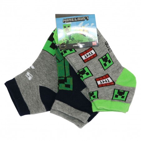 Minecraft Παιδικές κοντές κάλτσες σετ 3 ζευγάρια (FKC 50349 A) - Κάλτσες κοντές αγόρι