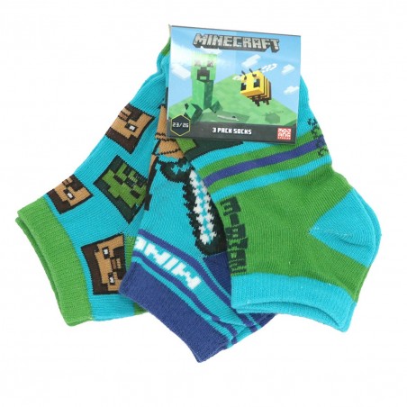 Minecraft Παιδικές κοντές κάλτσες σετ 3 ζευγάρια (FKC 50347 B) - Κάλτσες κοντές αγόρι