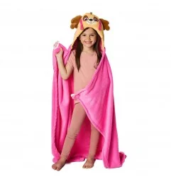 Paw Patrol Παιδική Κουβέρτα με κουκούλα Fleece Coral 110x140εκ (PAW213046 skye)