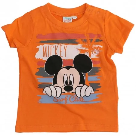 Disney Baby Mickey Mouse Βαμβακερό Κοντομάνικο Μπλουζάκι "Surf Club" - Πορτοκαλί (UE0046) - Κοντομάνικα μπλουζάκια