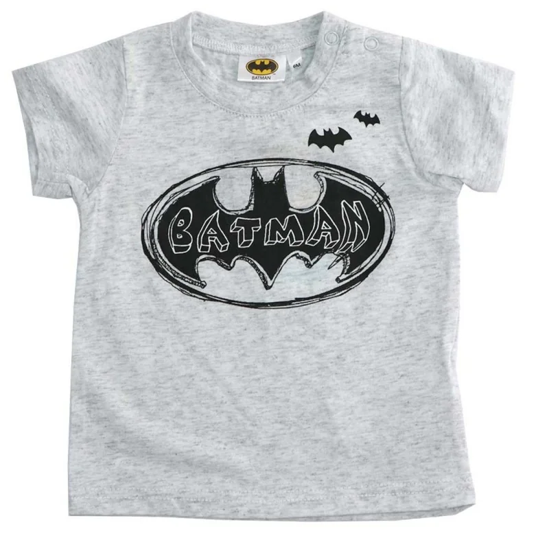 Batman Bebe Βαμβακερό Κοντομάνικο Μπλουζάκι για Αγόρια - Γκρι Μελανζέ (ET0150GREY)