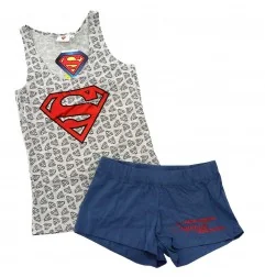 Superman Γυναικεία Καλοκαιρινή Πιτζάμα (ET3626GREY) - Γυναικείες Πιτζάμες