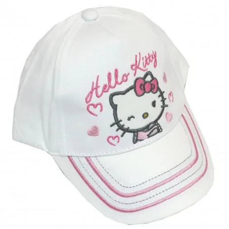Hello Kitty Βρεφικό Καπέλο Τζόκεϊ με Κεντημένο Σχέδιο και Καρδιές - Λευκό (F9007.109) - Σκούφοι/ Καπέλα