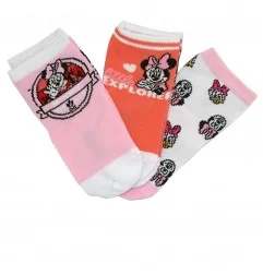 Disney Baby Minnie Mouse Σετ 3 Ζευγάρια Βρεφικές Κοντές Κάλτσες - Ροζ (EV0690 pink) - Βρεφικές Κάλτσες κορίτσι