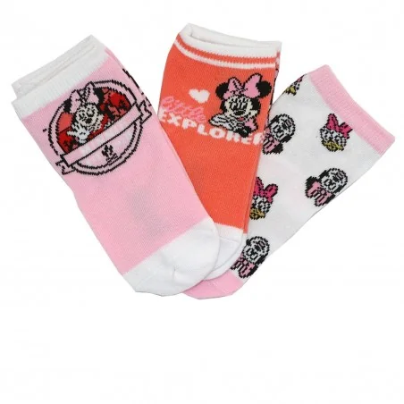 Disney Baby Minnie Mouse Σετ 3 Ζευγάρια Βρεφικές Κοντές Κάλτσες - Ροζ (EV0690 pink) - Βρεφικές Κάλτσες κορίτσι