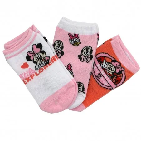 Disney Baby Minnie Mouse Σετ 3 Ζευγάρια Βρεφικές Κοντές Κάλτσες "Little Explorer" (EV0690 white) - Βρεφικές Κάλτσες κορίτσι