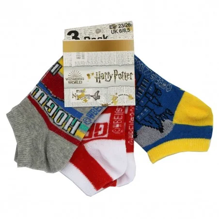 Harry Potter παιδικές κοντές κάλτσες σετ 3 ζευγάρια (EV0632 grey) - Κάλτσες κοντές αγόρι