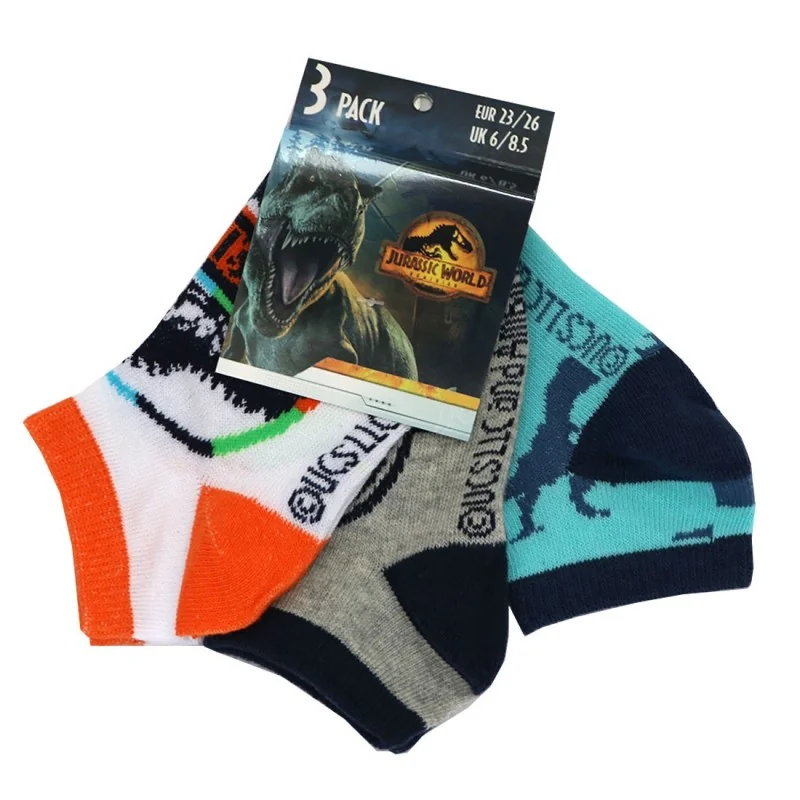 Jurassic World παιδικές κοντές κάλτσες σετ 3 ζευγάρια (EV0629) Jurassic World παιδικές κοντές κάλτσες σετ 3 ζευγάρια (EV0629)