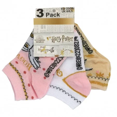 Harry Potter παιδικές κοντές κάλτσες σετ 3 ζευγάρια (EV0652 pink) - Κάλτσες κοντές κορίτσι