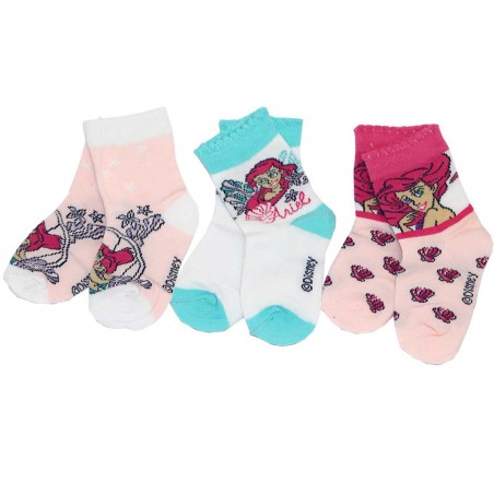 Disney Princess παιδικές κάλτσες για κορίτσια σετ 3 (EV0656 pink) - Κάλτσες κανονικές κορίτσι