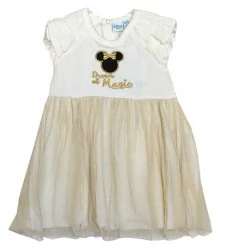 Βρεφικό Φόρεμα Βελουτέ Disney Minnie Mouse "Dream of Magic" με Χρυσό Τούλι – Εκρού (HS0016) - Φορέματα & Φούστες