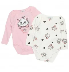 Disney Baby Marie Aristocats Σετ 2τμχ Βρεφικά Ζιπουνάκια – 100% Βαμβακερά, Λευκό & Ροζ Πουά (VH0324) - Μακρυμάνικα ζιπουνάκια...