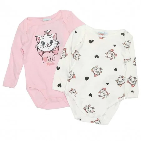 Disney Baby Marie Aristocats Σετ 2τμχ Βρεφικά Ζιπουνάκια – 100% Βαμβακερά, Λευκό & Ροζ Πουά (VH0324) - Μακρυμάνικα ζιπουνάκια...
