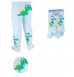 Βρεφικό Καλσόν Soft Touch "Dino-Friends" - Σιέλ με Πολύχρωμους Δεινοσαύρους & Αντιολισθητικό Πέλμα (T154G) - Βρεφικό καλσόν