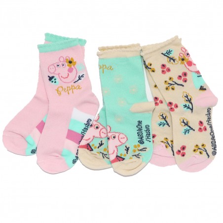 Peppa Pig Παιδικές Κάλτσες για κορίτσια σετ 3 ζευγάρια (VH0644 pink) - Κάλτσες κανονικές κορίτσι