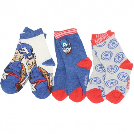 Marvel Avengers Παιδικές Κάλτσες Για αγόρια σετ 3 ζευγάρια (VH0646 blue) - Κάλτσες κανονικές αγόρι