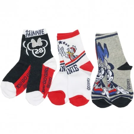 Disney Minnie Mouse Παιδικές κάλτσες για κορίτσια σετ 3 ζευγάρια (VH0606 navy) - Κάλτσες κανονικές κορίτσι