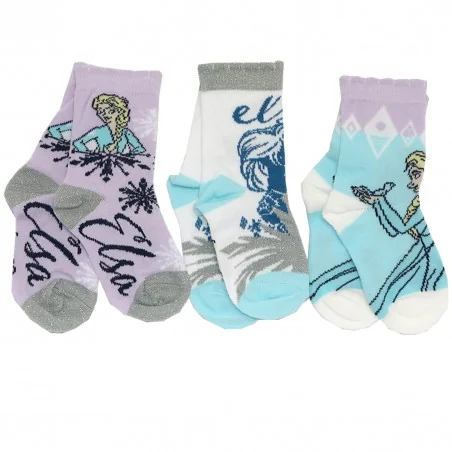 Disney Frozen Παιδικές κάλτσες για κορίτσια σετ 3 ζευγάρια (VH0680 purple) - Κάλτσες κανονικές κορίτσι