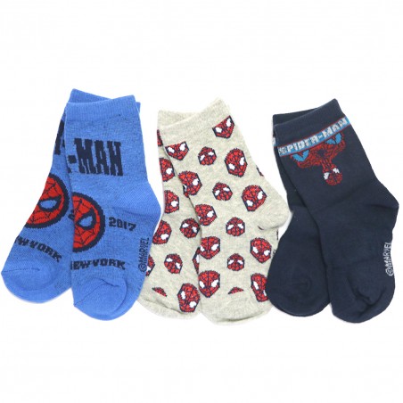 Marvel Spiderman παιδικές κάλτσες για αγόρια σετ 3 (VH0622 blue) - Κάλτσες κανονικές αγόρι