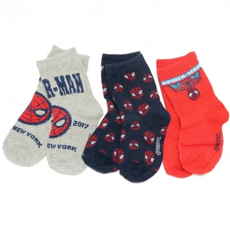 Marvel Spiderman παιδικές κάλτσες για αγόρια σετ 3 (VH0622 grey) - Κάλτσες κανονικές αγόρι