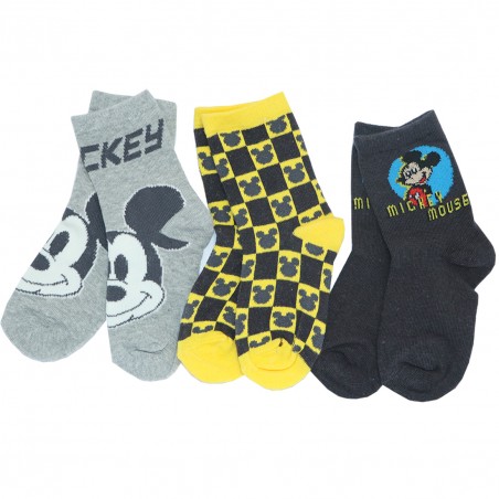 Disney Mickey Mouse Παιδικές Κάλτσες Για αγόρια σετ 3 ζευγάρια (VH0629 grey) - Κάλτσες κανονικές αγόρι