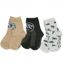Jurassic World παιδικές κάλτσες σετ 3 ζευγάρια (VH0640 beige) - Κάλτσες κανονικές αγόρι