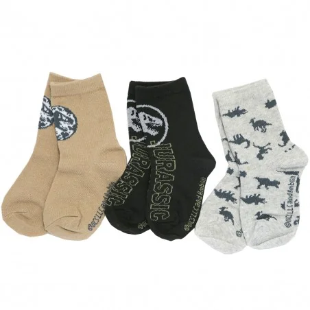 Jurassic World παιδικές κάλτσες σετ 3 ζευγάρια (VH0640 beige) - Κάλτσες κανονικές αγόρι