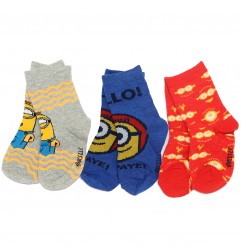 Minions παιδικές κάλτσες για αγόρια σετ 3 ζευγάρια (VH0628 red) - Κάλτσες κανονικές αγόρι