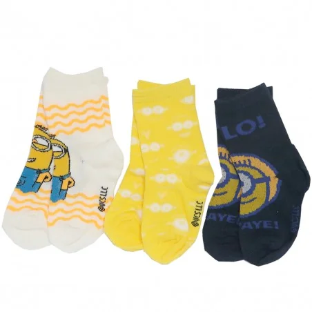 Minions παιδικές κάλτσες για αγόρια σετ 3 ζευγάρια (VH0628 yellow) - Κάλτσες κανονικές αγόρι