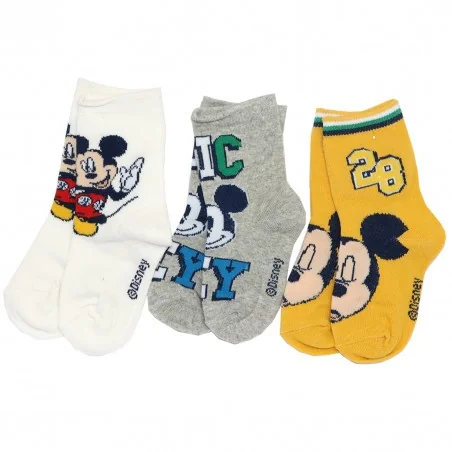 Disney Mickey Mouse Παιδικές Κάλτσες Για αγόρια σετ 3 ζευγάρια (VH0616 yellow) - Κάλτσες κανονικές αγόρι
