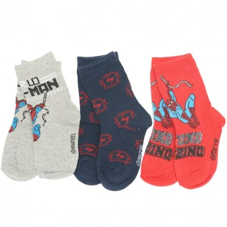 Marvel Spiderman παιδικές κάλτσες για αγόρια σετ 3 (VH0630 grey) - Κάλτσες κανονικές αγόρι