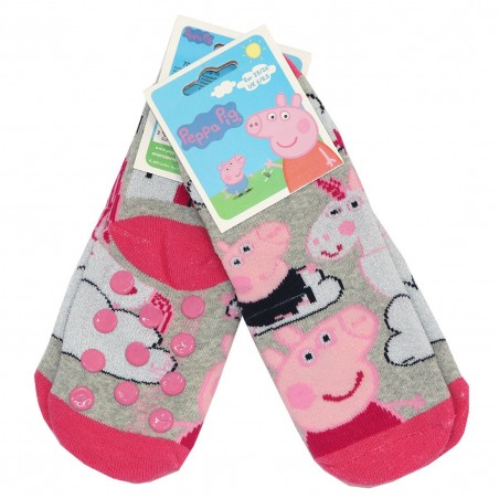 Peppa Pig Παιδικές Αντιολισθητικές Κάλτσες πετσετέ (HU0666 GREY) - Κάλτσες χειμωνιάτικες - αντιολισθητικές κορίτσι