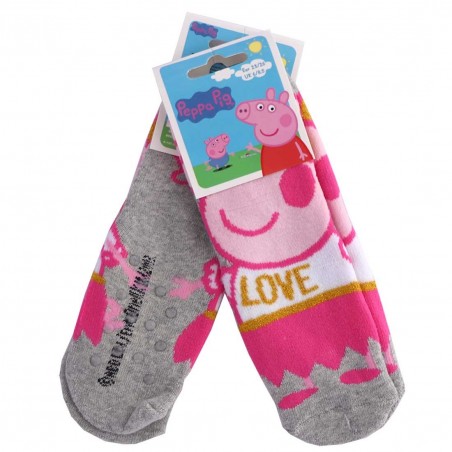 Peppa Pig Παιδικές Αντιολισθητικές Κάλτσες πετσετέ (HU0639Grey) - Κάλτσες χειμωνιάτικες - αντιολισθητικές κορίτσι