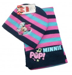 Disney Minnie Mouse Χειμωνιάτικο Σετ Σκουφάκι, κασκόλ (WD9757 pink) - Σκούφοι-Γάντια -Κασκόλ