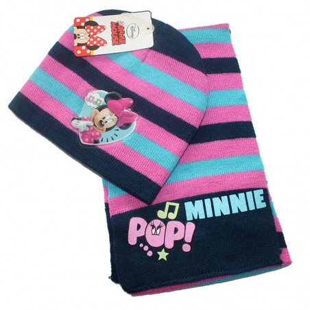 Disney Minnie Mouse Χειμωνιάτικο Σετ Σκουφάκι, κασκόλ (WD9757 pink) - Σκούφοι-Γάντια -Κασκόλ