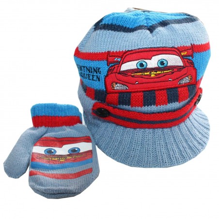Disney Baby Cars Βρεφικό χειμωνιάτικο σκουφάκι + γάντια (HO4427) - Σκούφοι/ Καπέλα