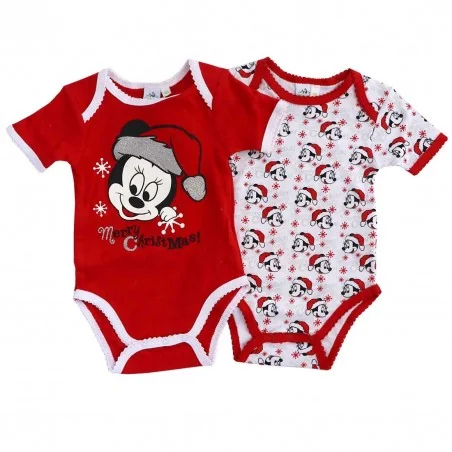 Χριστουγεννιάτικο Σετ 2 τμχ Disney Baby "Minnie Mouse" - Βρεφικά Κοντομάνικα Ζιπουνάκια 100% Βαμβακερά (PH5660) - Κοντομάνικα...
