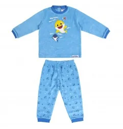 Βρεφική Βελουτέ Πιτζάμα Baby Shark για Αγόρια - Σετ 2 Τεμαχίων (Μπλε) (2200006325) - Πιτζάμες